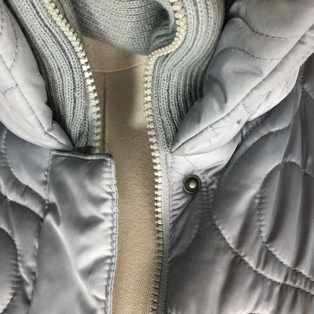 Light Grey Quilted Heart Bomber Jacket Size Medium